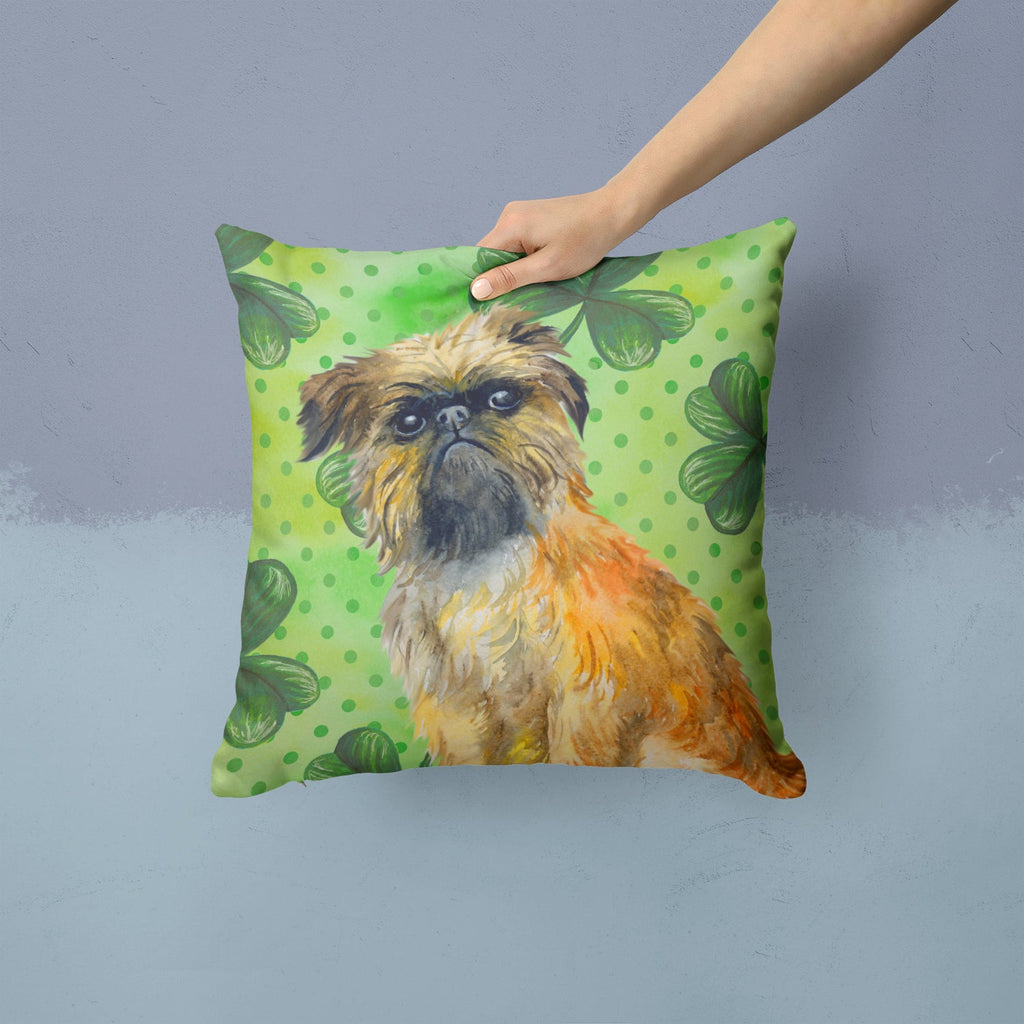 Brussels Griffon St Patrick's Decorative Throw Pillow 14x14 Indoor Outdoor Accent Cushion, Fabric Cover with Insert for Sofa, Bed, Porch & Living Room