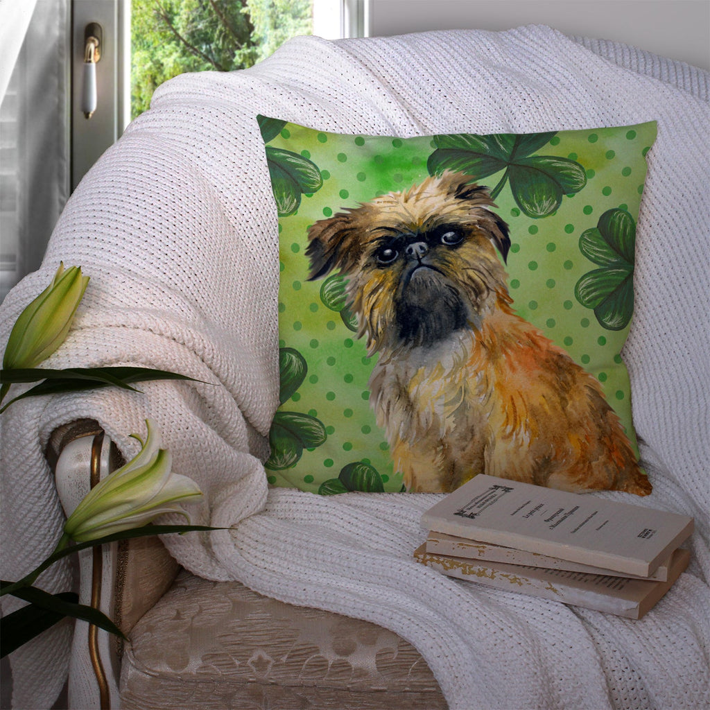 Brussels Griffon St Patrick's Decorative Throw Pillow 14x14 Indoor Outdoor Accent Cushion, Fabric Cover with Insert for Sofa, Bed, Porch & Living Room