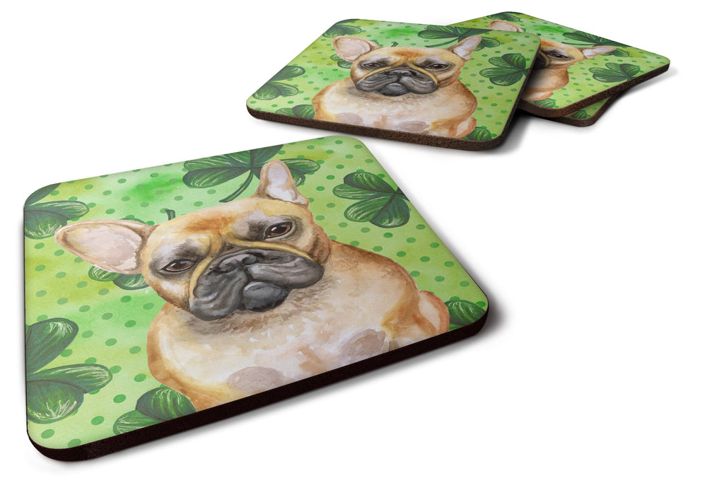 French Bulldog St Patrick's Foam Coasters Set of 4 Cup Coasters for Indoor Outdoor, Tabletop Protection, Anti Slip, Mouse pad Material