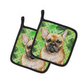 French Bulldog St Patrick's Pot Holder Set of 2 Heat Resistant Quilted Hot Pads 7.5 x 7.5 Inch, Insulated Kitchen Trivets for Cooking & Baking