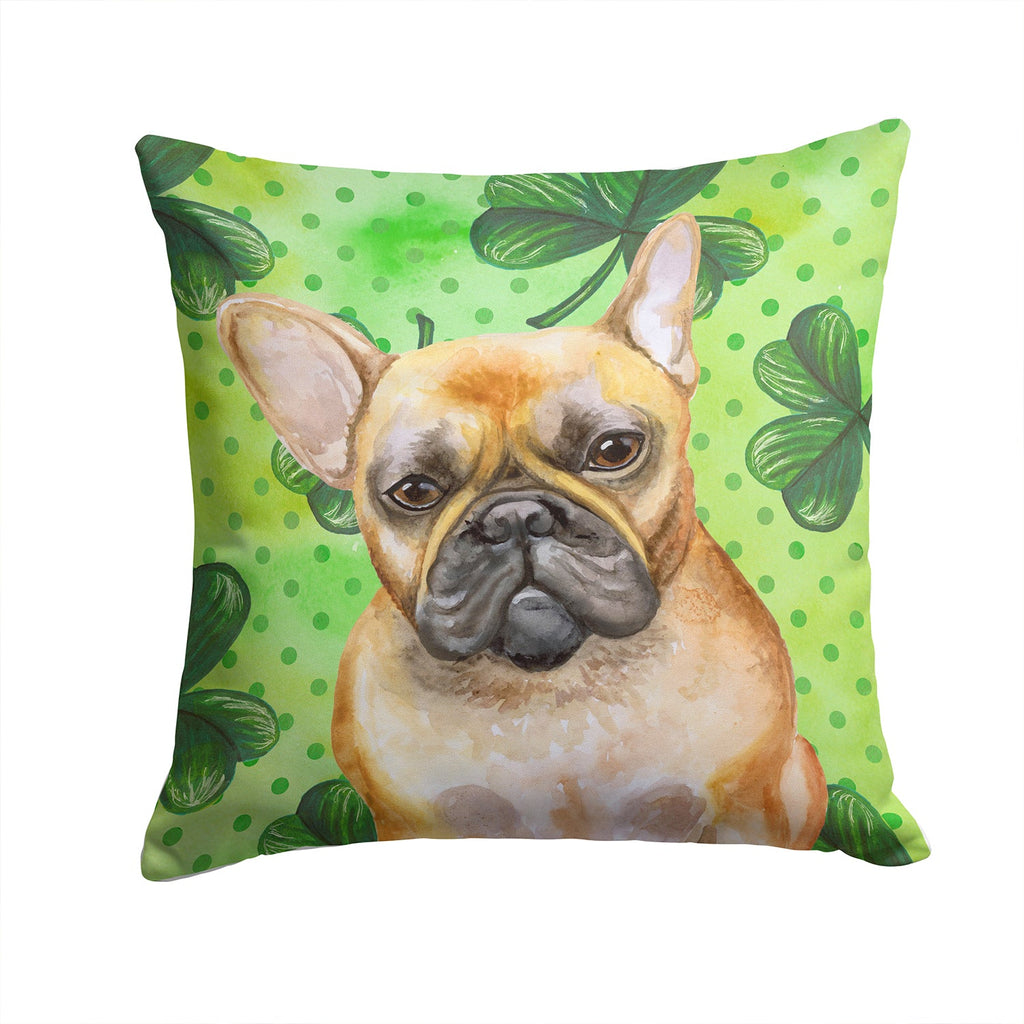 French Bulldog St Patrick's Decorative Throw Pillow 14x14 Indoor Outdoor Accent Cushion, Fabric Cover with Insert for Sofa, Bed, Porch & Living Room