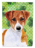 Jack Russell Terrier St Patrick's House Flag 28x40 Porch Sleeve Pole Decorative Outside Yard Banner Artwork Wall Hanging, Polyester