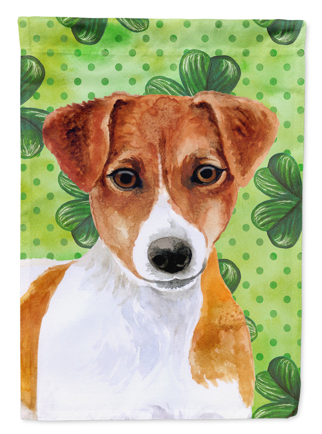 Jack Russell Terrier St Patrick's House Flag 28x40 Porch Sleeve Pole Decorative Outside Yard Banner Artwork Wall Hanging, Polyester