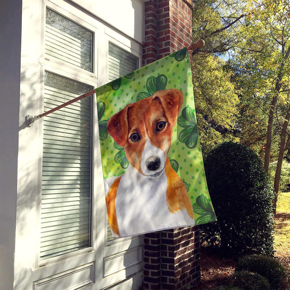 Jack Russell Terrier St Patrick's House Flag 28x40 Porch Sleeve Pole Decorative Outside Yard Banner Artwork Wall Hanging, Polyester