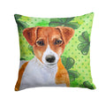 Jack Russell Terrier St Patrick's Decorative Throw Pillow 14x14 Indoor Outdoor Accent Cushion, Fabric Cover with Insert for Sofa, Bed, Porch & Living Room