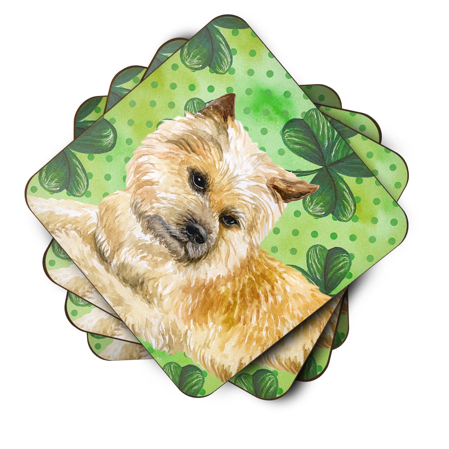 Cairn Terrier St Patrick's Foam Coasters Set of 4 Cup Coasters for Indoor Outdoor, Tabletop Protection, Anti Slip, Mouse pad Material