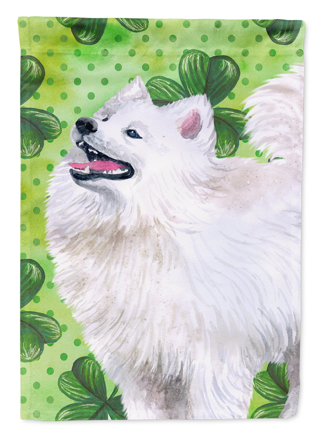 Samoyed St Patrick's House Flag 28x40 Porch Sleeve Pole Decorative Outside Yard Banner Artwork Wall Hanging, Polyester