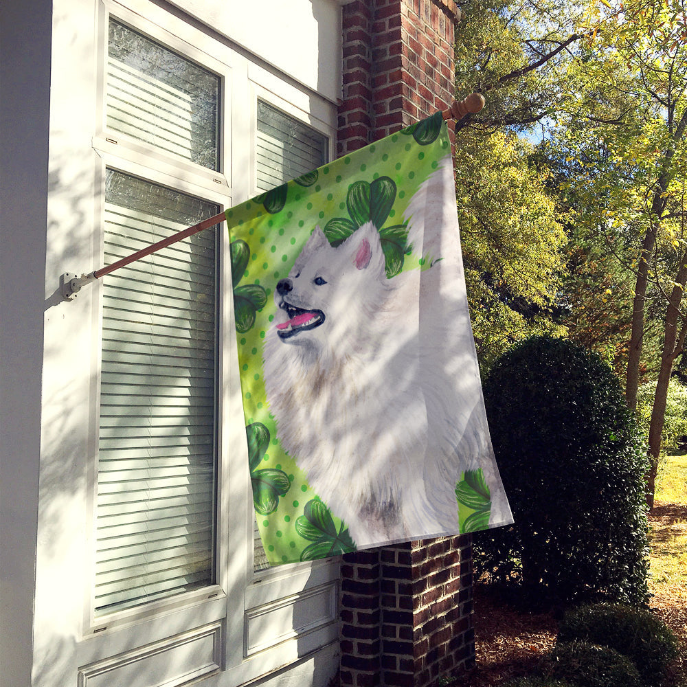 Samoyed St Patrick's House Flag 28x40 Porch Sleeve Pole Decorative Outside Yard Banner Artwork Wall Hanging, Polyester