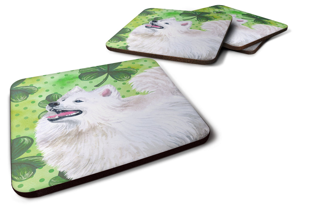 Samoyed St Patrick's Foam Coasters Set of 4 Cup Coasters for Indoor Outdoor, Tabletop Protection, Anti Slip, Mouse pad Material