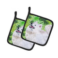 Samoyed St Patrick's Pot Holder Set of 2 Heat Resistant Quilted Hot Pads 7.5 x 7.5 Inch, Insulated Kitchen Trivets for Cooking & Baking