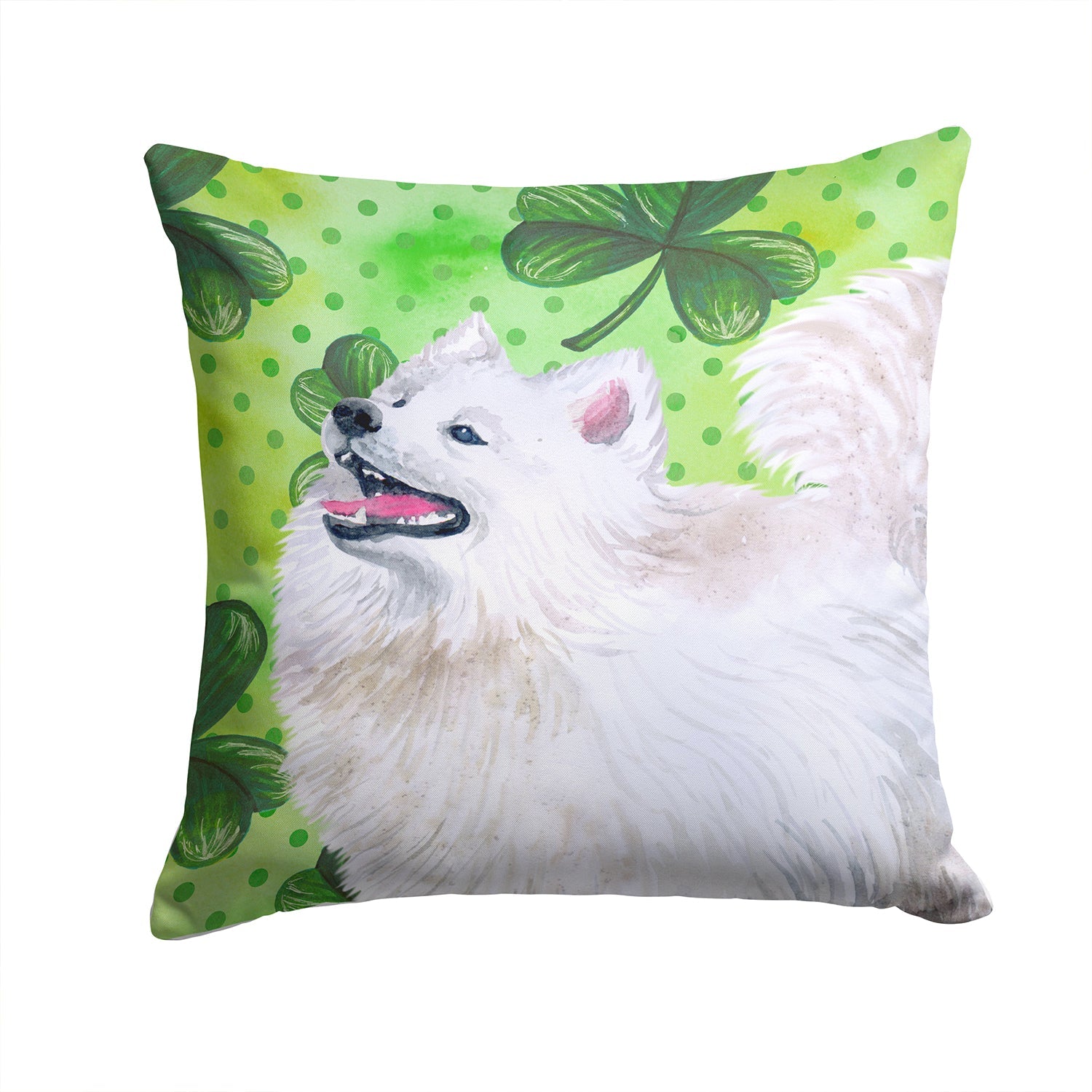Samoyed St Patrick's Decorative Throw Pillow 14x14 Indoor Outdoor Accent Cushion, Fabric Cover with Insert for Sofa, Bed, Porch & Living Room