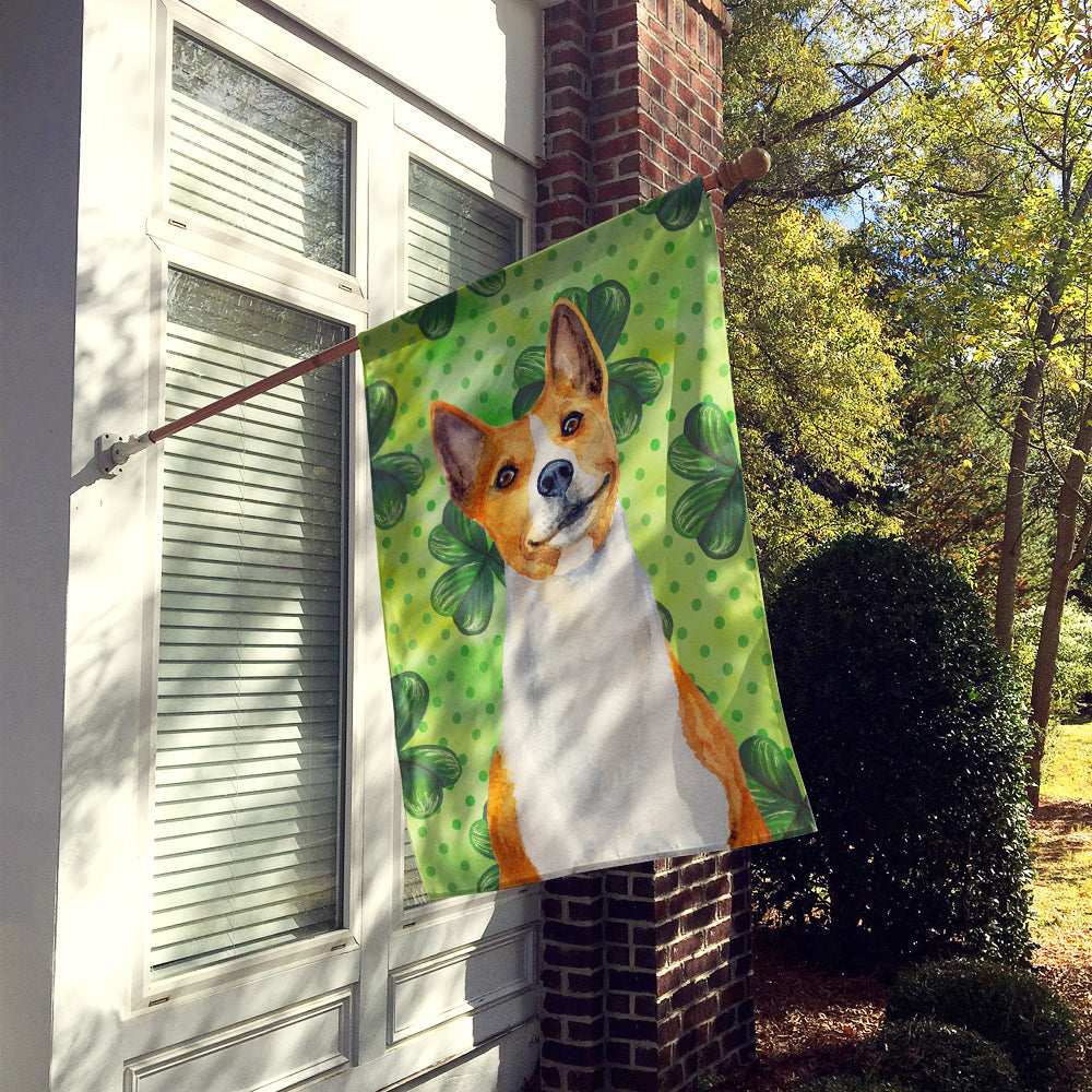 Basenji St Patrick's House Flag 28x40 Porch Sleeve Pole Decorative Outside Yard Banner Artwork Wall Hanging, Polyester