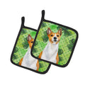 Basenji St Patrick's Pot Holder Set of 2 Heat Resistant Quilted Hot Pads 7.5 x 7.5 Inch, Insulated Kitchen Trivets for Cooking & Baking