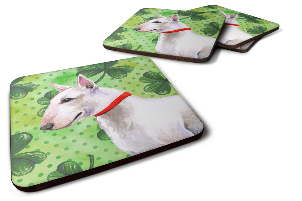 Bull Terrier St Patrick's Foam Coasters Set of 4 Cup Coasters for Indoor Outdoor, Tabletop Protection, Anti Slip, Mouse pad Material
