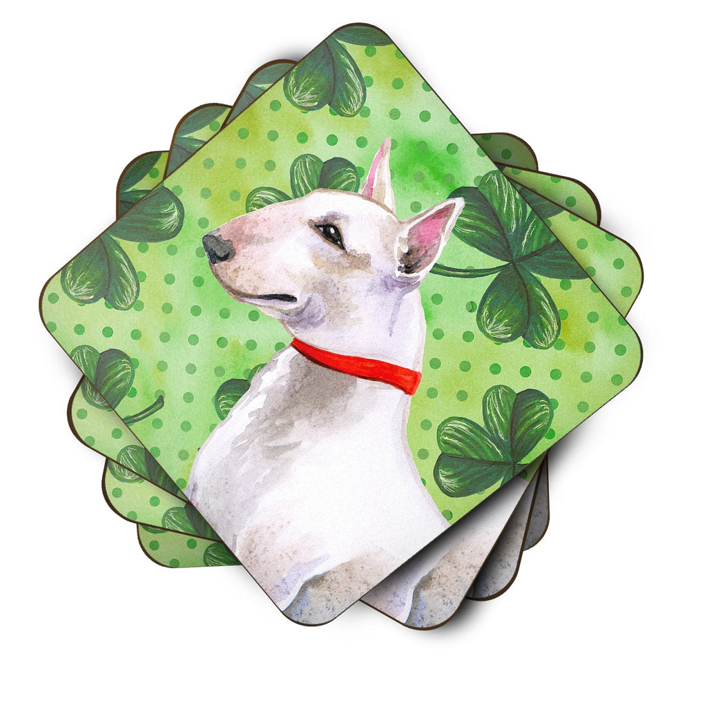 Bull Terrier St Patrick's Foam Coasters Set of 4 Cup Coasters for Indoor Outdoor, Tabletop Protection, Anti Slip, Mouse pad Material