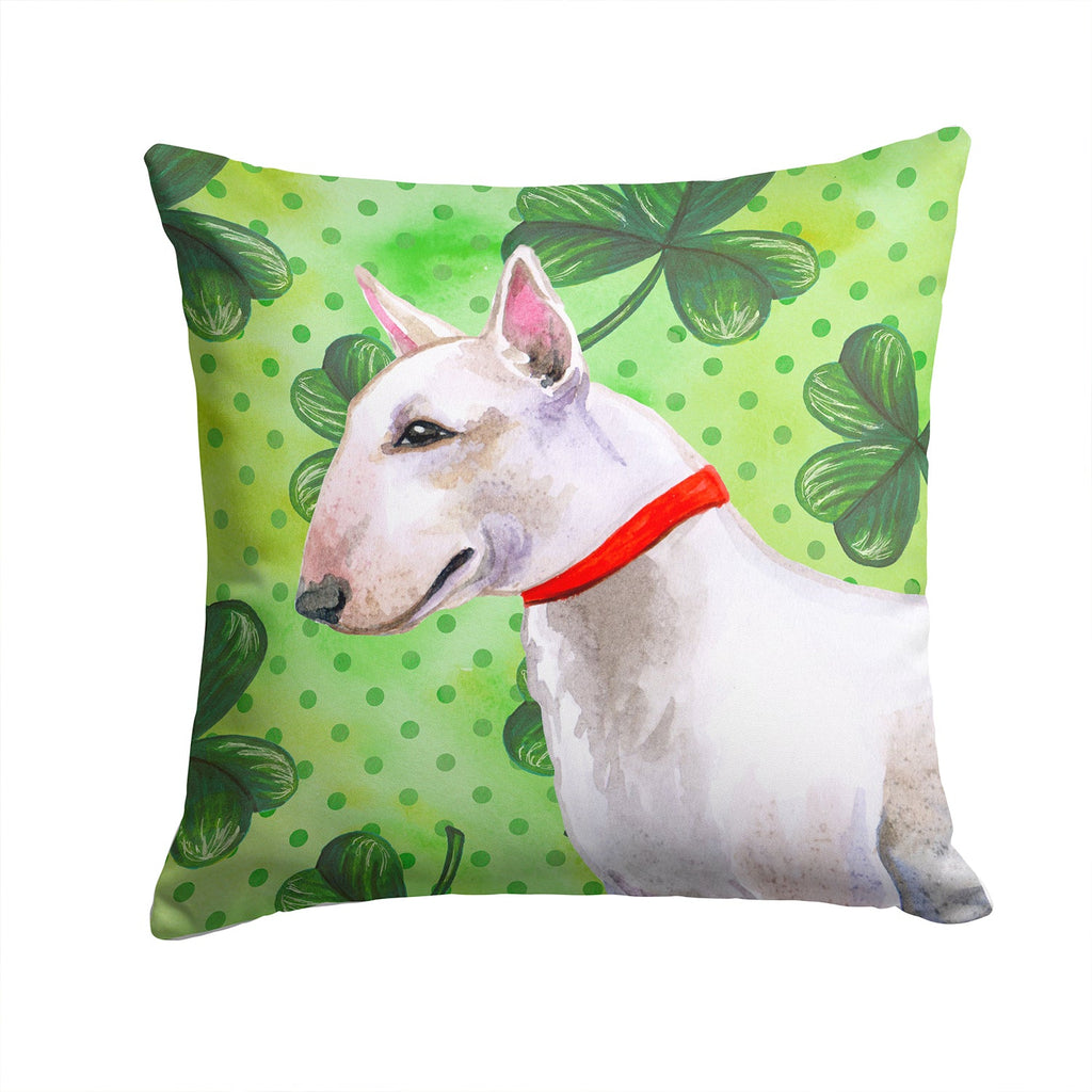 Bull Terrier St Patrick's Decorative Throw Pillow 14x14 Indoor Outdoor Accent Cushion, Fabric Cover with Insert for Sofa, Bed, Porch & Living Room