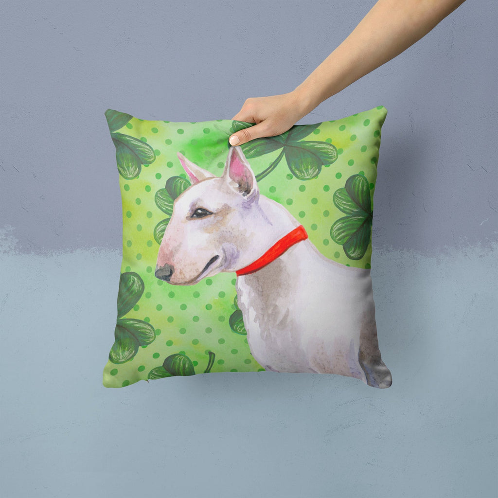Bull Terrier St Patrick's Decorative Throw Pillow 14x14 Indoor Outdoor Accent Cushion, Fabric Cover with Insert for Sofa, Bed, Porch & Living Room