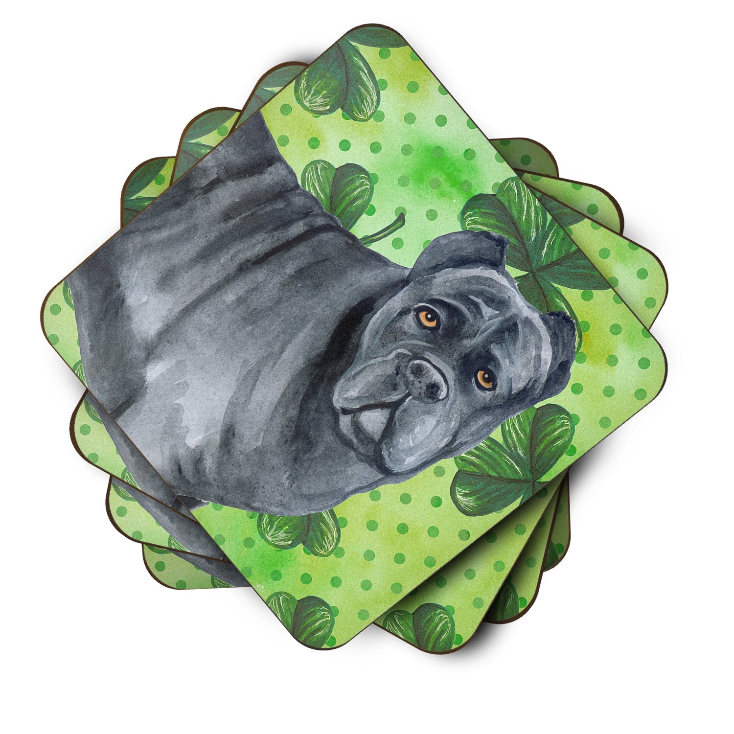 Cane Corso St Patrick's Foam Coasters Set of 4 Cup Coasters for Indoor Outdoor, Tabletop Protection, Anti Slip, Mouse pad Material
