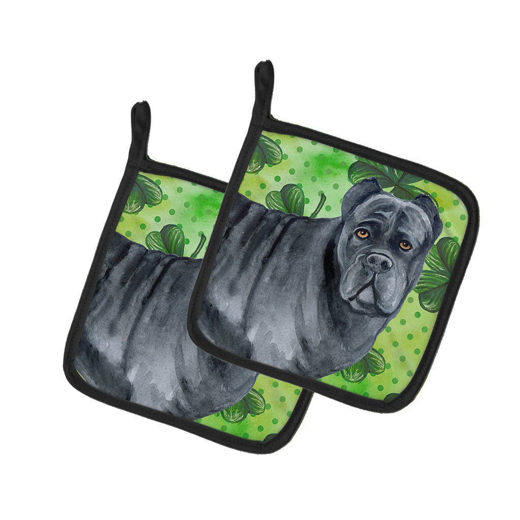 Cane Corso St Patrick's Pot Holder Set of 2 Heat Resistant Quilted Hot Pads 7.5 x 7.5 Inch, Insulated Kitchen Trivets for Cooking & Baking