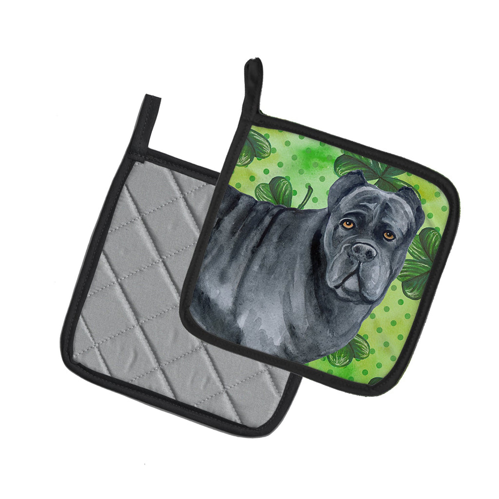 Cane Corso St Patrick's Pot Holder Set of 2 Heat Resistant Quilted Hot Pads 7.5 x 7.5 Inch, Insulated Kitchen Trivets for Cooking & Baking