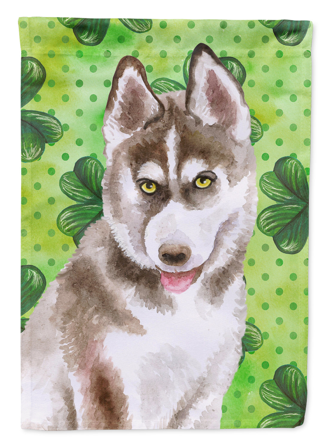 Siberian Husky Grey St Patrick's House Flag 28x40 Porch Sleeve Pole Decorative Outside Yard Banner Artwork Wall Hanging, Polyester