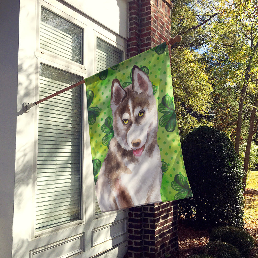 Siberian Husky Grey St Patrick's House Flag 28x40 Porch Sleeve Pole Decorative Outside Yard Banner Artwork Wall Hanging, Polyester