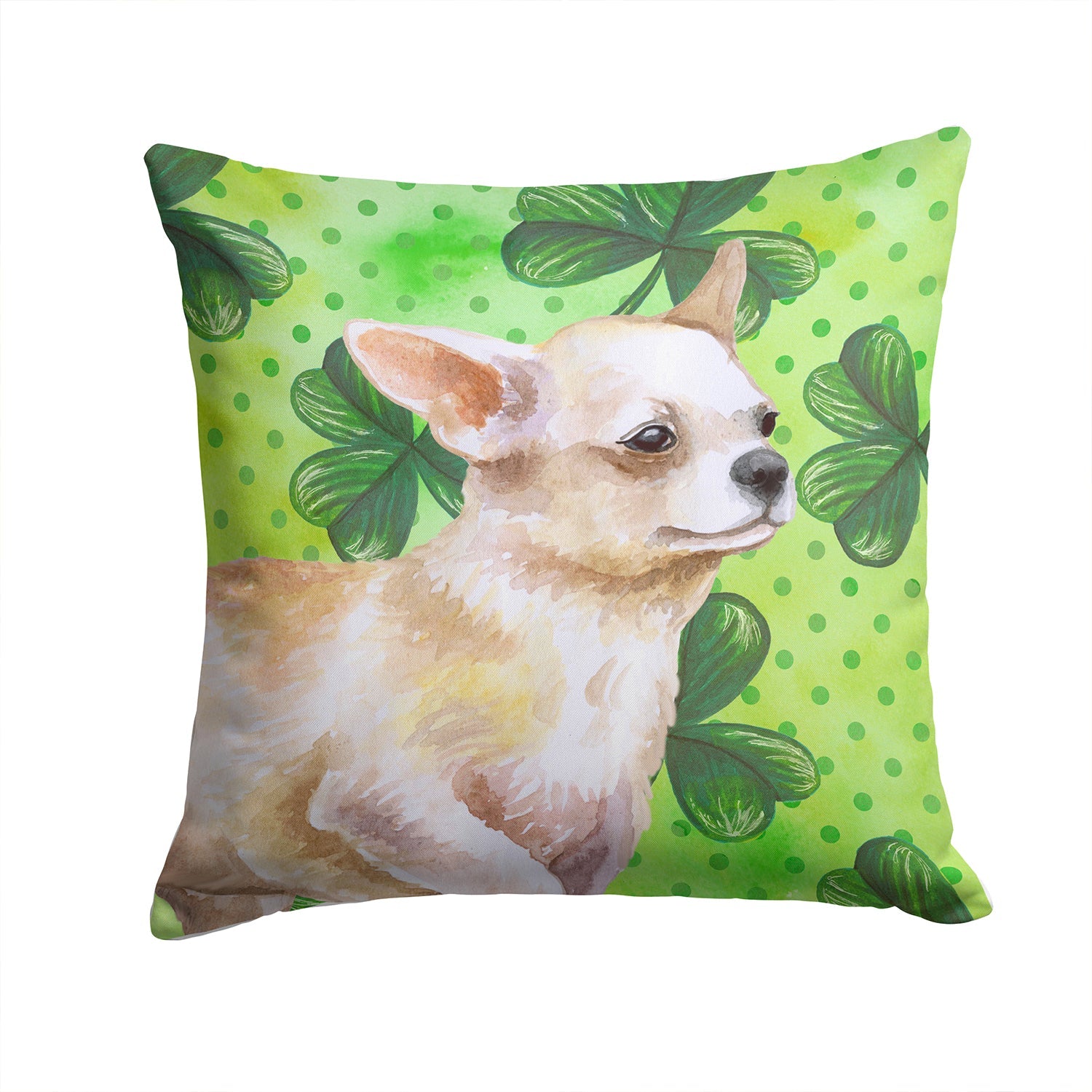 Chihuahua Leg up St Patrick's Decorative Throw Pillow 14x14 Indoor Outdoor Accent Cushion, Fabric Cover with Insert for Sofa, Bed, Porch & Living Room