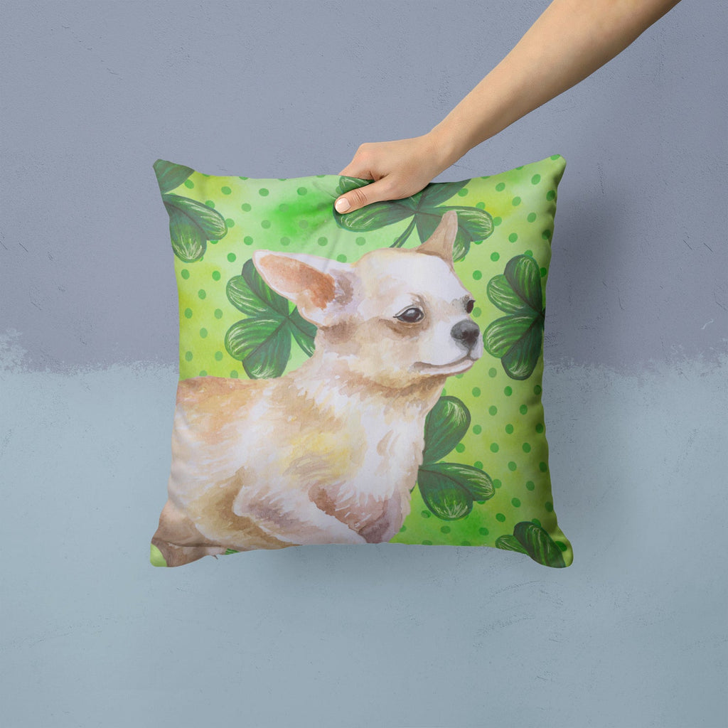 Chihuahua Leg up St Patrick's Decorative Throw Pillow 14x14 Indoor Outdoor Accent Cushion, Fabric Cover with Insert for Sofa, Bed, Porch & Living Room