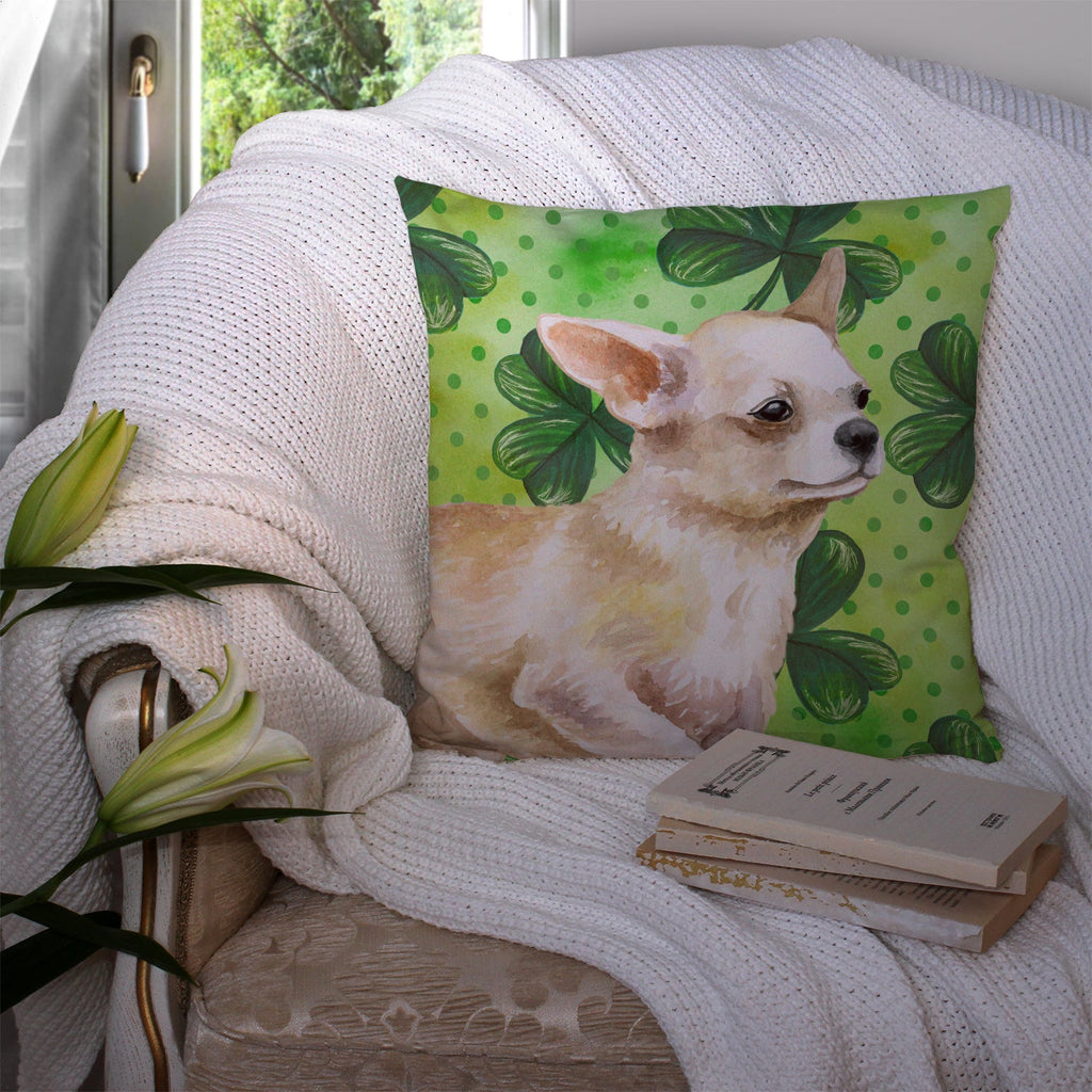 Chihuahua Leg up St Patrick's Decorative Throw Pillow 14x14 Indoor Outdoor Accent Cushion, Fabric Cover with Insert for Sofa, Bed, Porch & Living Room