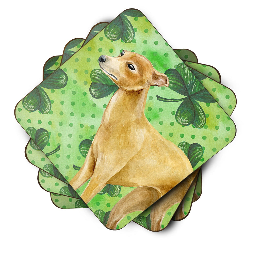 Italian Greyhound St Patrick's Foam Coasters Set of 4 Cup Coasters for Indoor Outdoor, Tabletop Protection, Anti Slip, Mouse pad Material