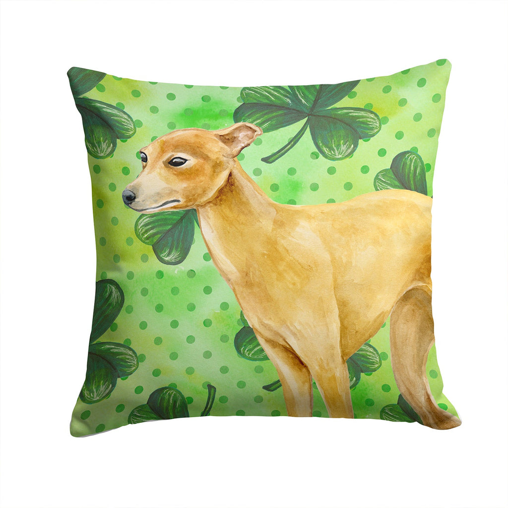 Italian Greyhound St Patrick's Decorative Throw Pillow 14x14 Indoor Outdoor Accent Cushion, Fabric Cover with Insert for Sofa, Bed, Porch & Living Room