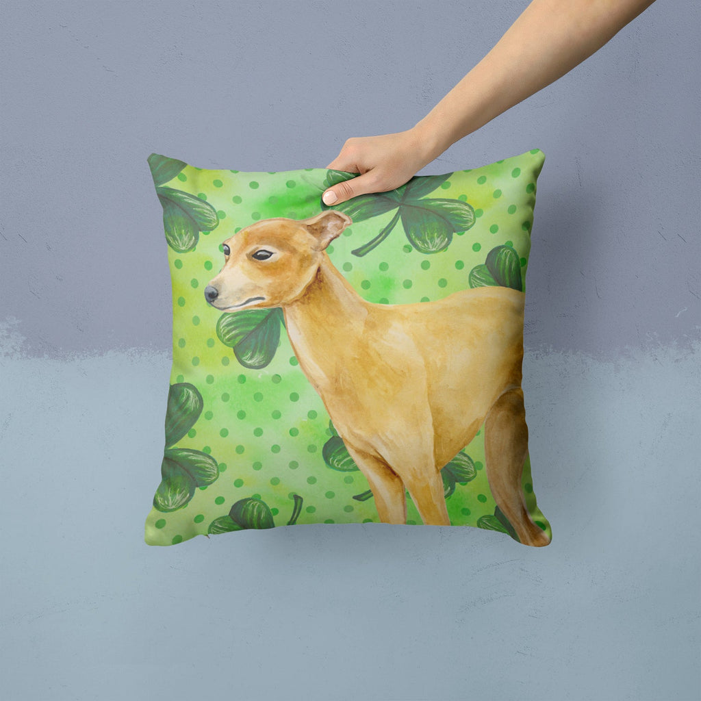Italian Greyhound St Patrick's Decorative Throw Pillow 14x14 Indoor Outdoor Accent Cushion, Fabric Cover with Insert for Sofa, Bed, Porch & Living Room