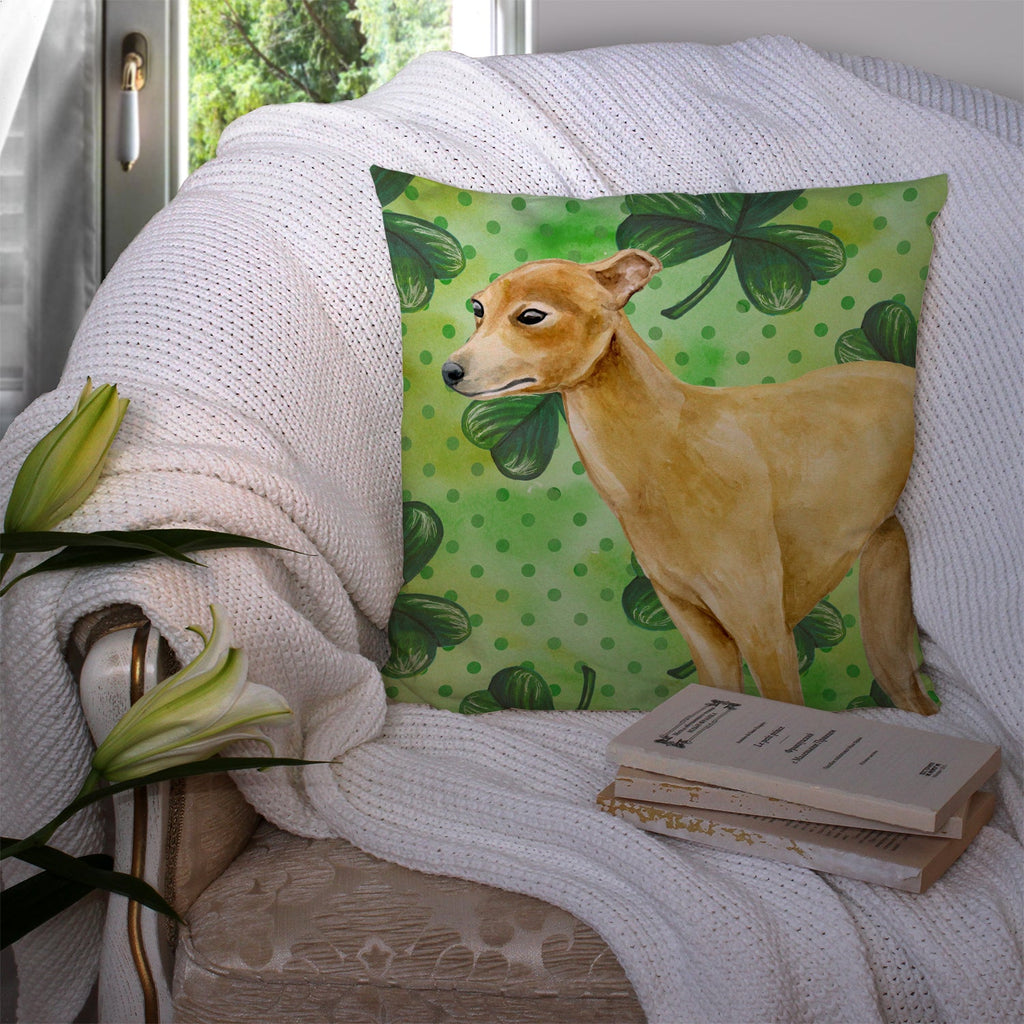Italian Greyhound St Patrick's Decorative Throw Pillow 14x14 Indoor Outdoor Accent Cushion, Fabric Cover with Insert for Sofa, Bed, Porch & Living Room