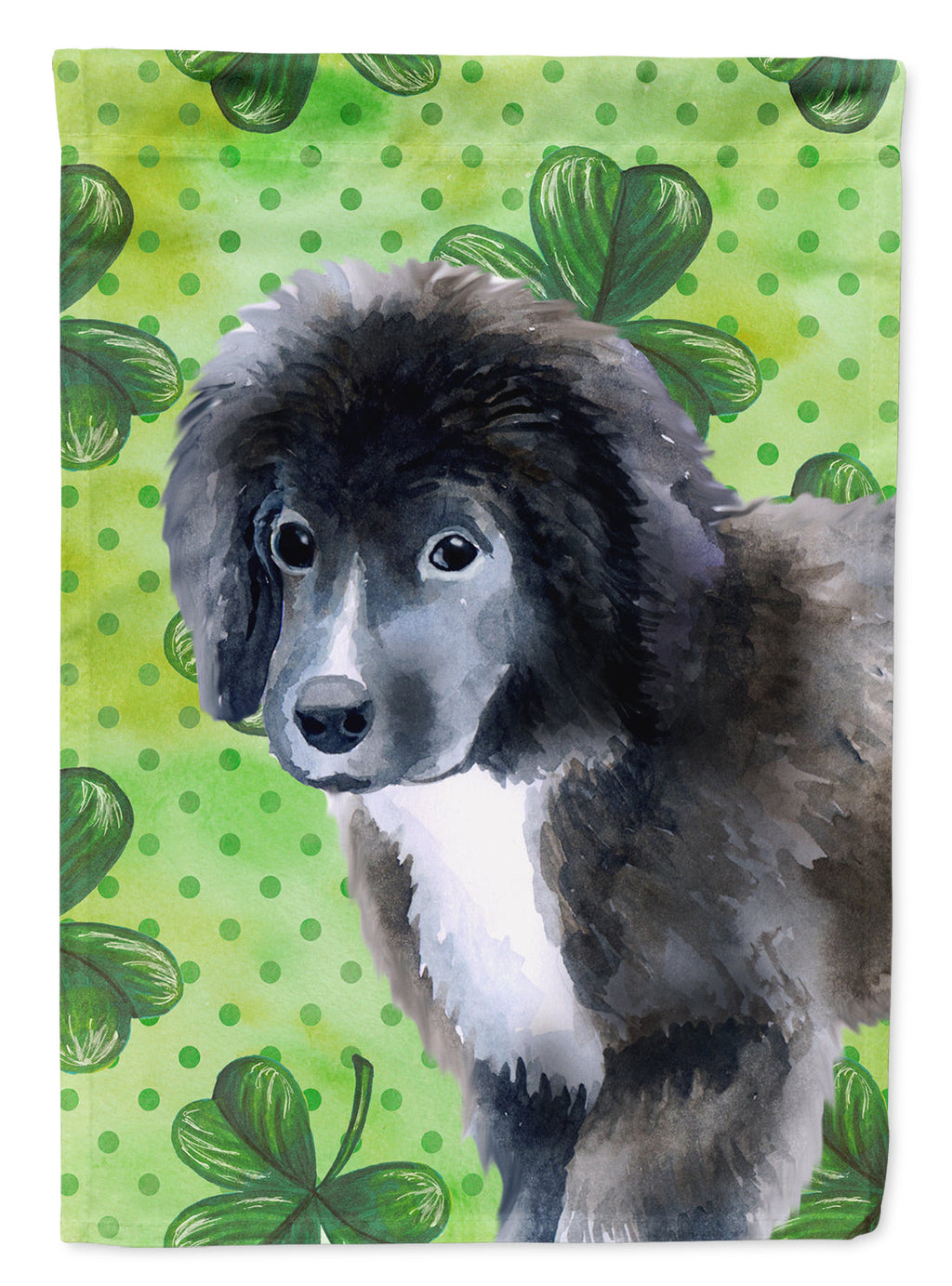 Newfoundland Puppy St Patrick's House Flag 28x40 Porch Sleeve Pole Decorative Outside Yard Banner Artwork Wall Hanging, Polyester