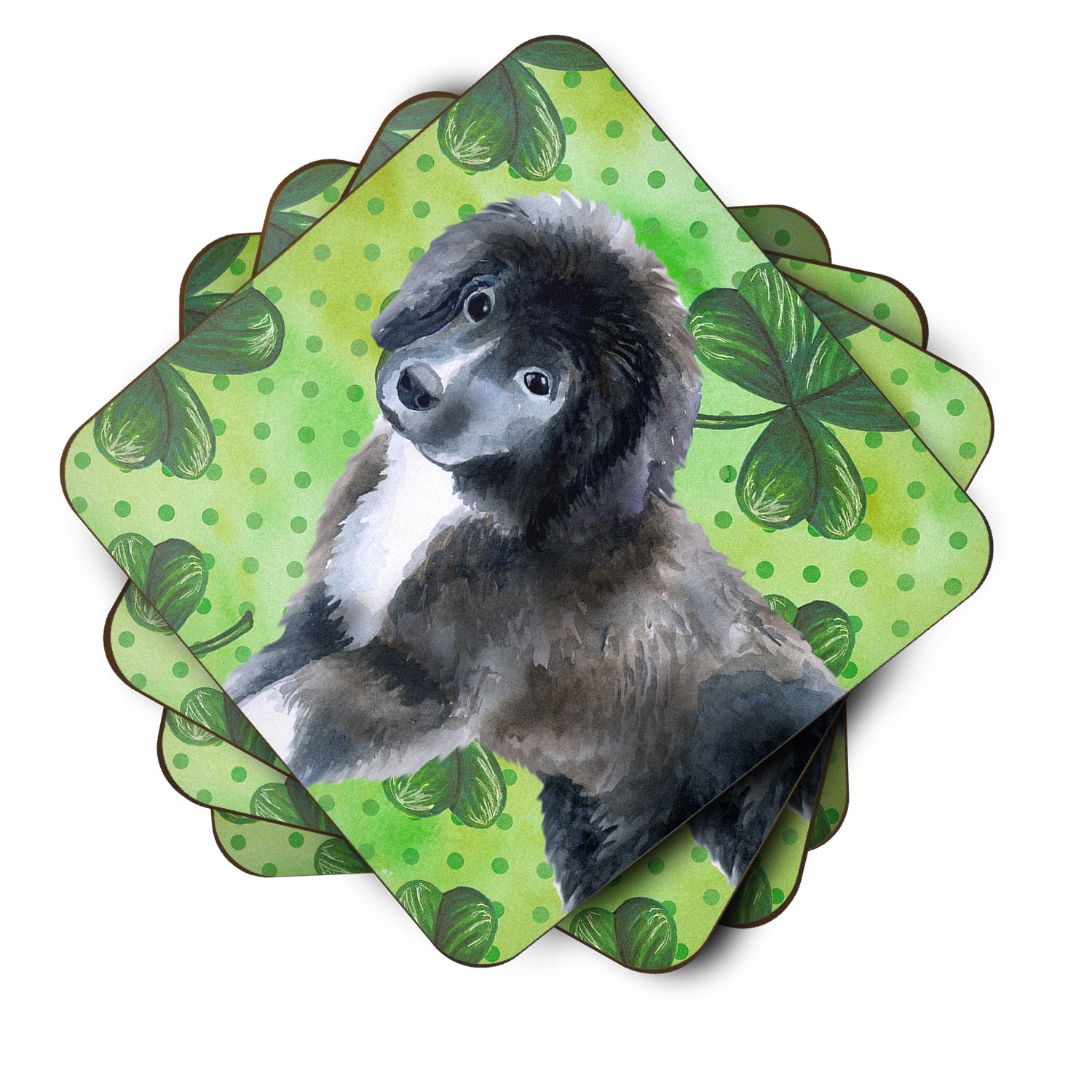Newfoundland Puppy St Patrick's Foam Coasters Set of 4 Cup Coasters for Indoor Outdoor, Tabletop Protection, Anti Slip, Mouse pad Material