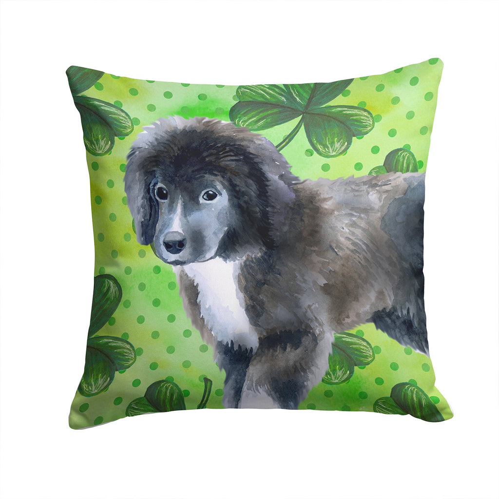 Newfoundland Puppy St Patrick's Decorative Throw Pillow 14x14 Indoor Outdoor Accent Cushion, Fabric Cover with Insert for Sofa, Bed, Porch & Living Room