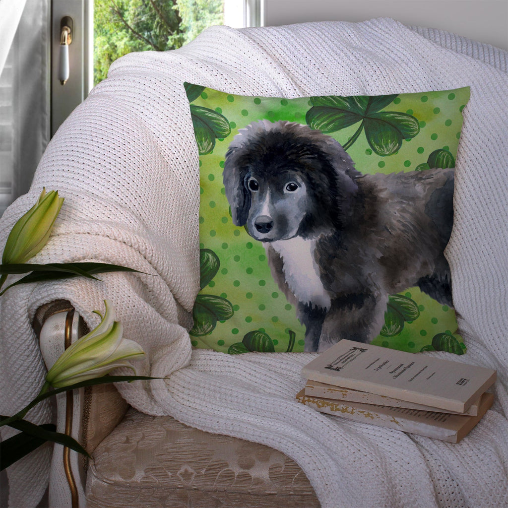 Newfoundland Puppy St Patrick's Decorative Throw Pillow 14x14 Indoor Outdoor Accent Cushion, Fabric Cover with Insert for Sofa, Bed, Porch & Living Room