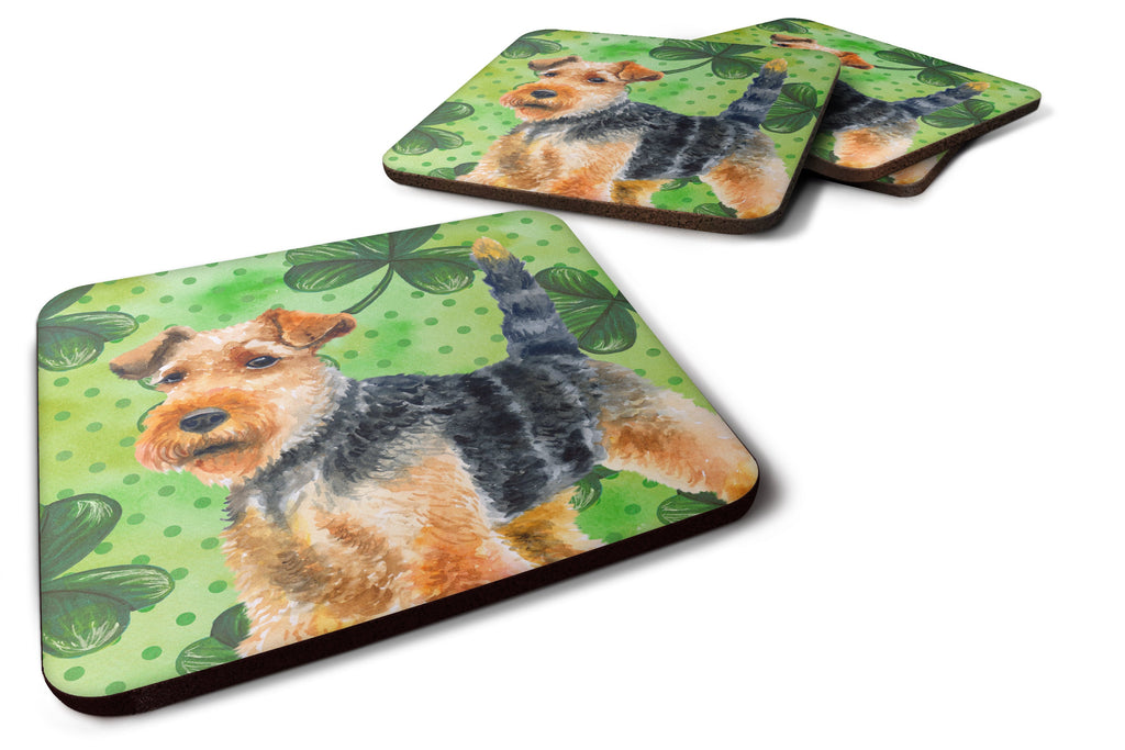 Welsh Terrier St Patrick's Foam Coasters Set of 4 Cup Coasters for Indoor Outdoor, Tabletop Protection, Anti Slip, Mouse pad Material