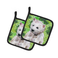 Westie St Patrick's Pot Holder Set of 2 Heat Resistant Quilted Hot Pads 7.5 x 7.5 Inch, Insulated Kitchen Trivets for Cooking & Baking