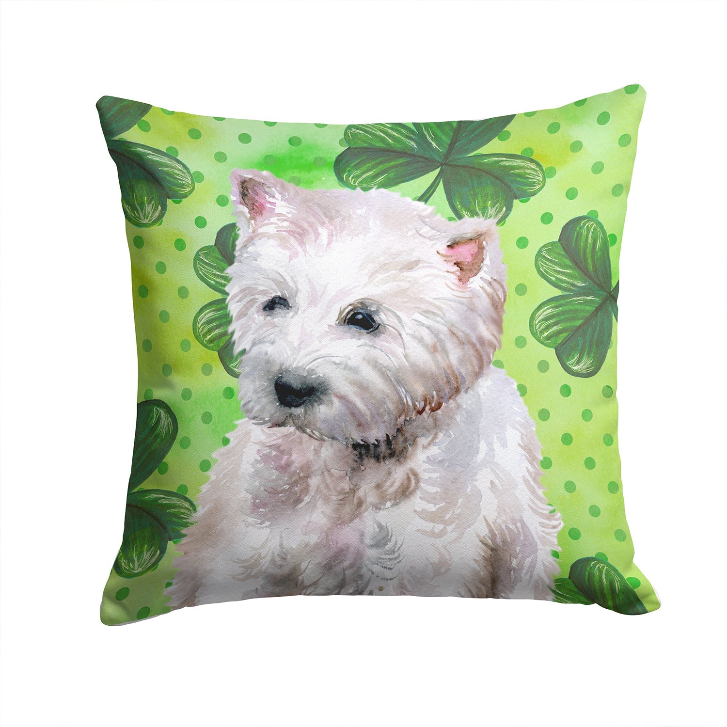 Westie St Patrick's Decorative Throw Pillow 14x14 Indoor Outdoor Accent Cushion, Fabric Cover with Insert for Sofa, Bed, Porch & Living Room