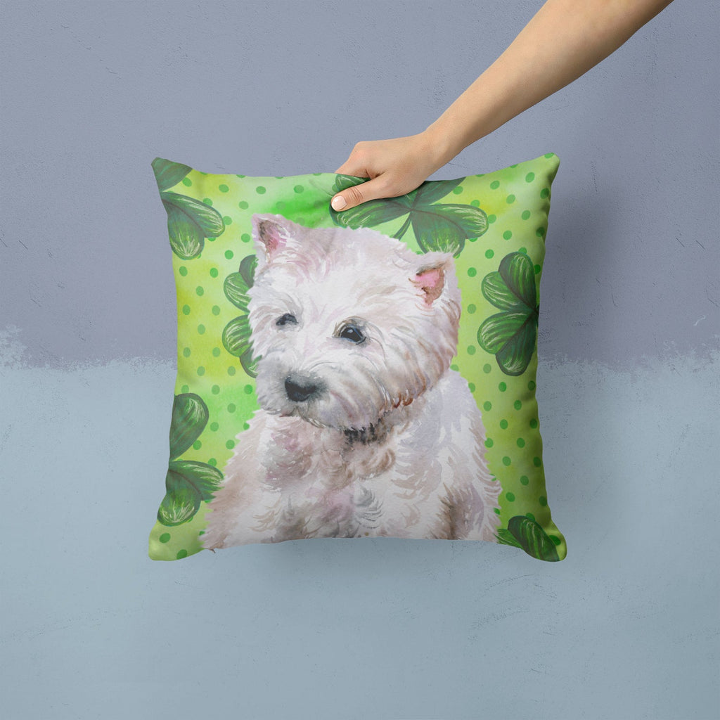 Westie St Patrick's Decorative Throw Pillow 14x14 Indoor Outdoor Accent Cushion, Fabric Cover with Insert for Sofa, Bed, Porch & Living Room