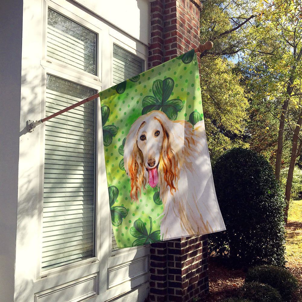 Afghan Hound St Patrick's House Flag 28x40 Porch Sleeve Pole Decorative Outside Yard Banner Artwork Wall Hanging, Polyester
