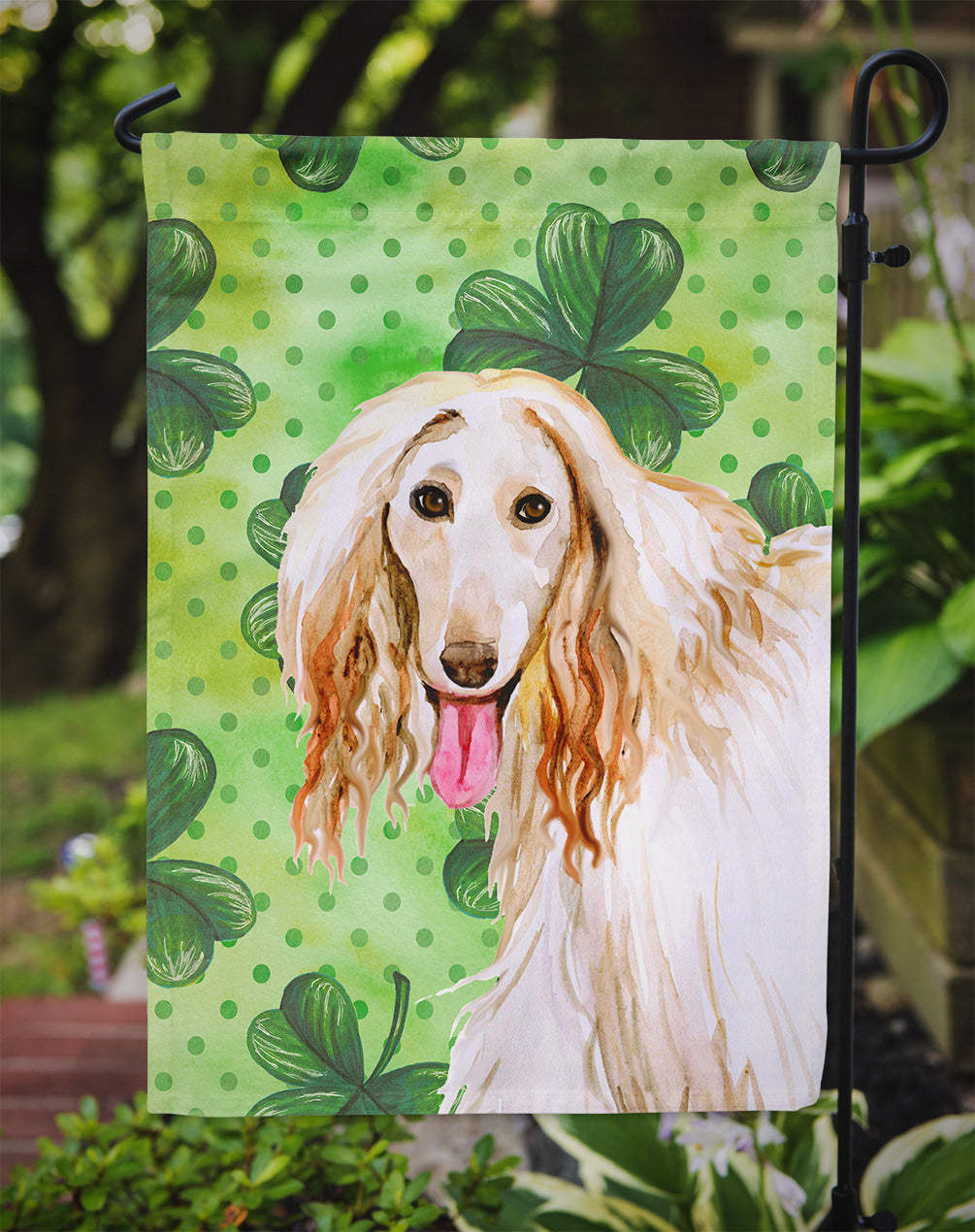 Afghan Hound St Patrick's Garden Flag Mailbox Decorative Yard Banner Outside Patio Artwork for Flower Beds, Garden Size, Multicolor