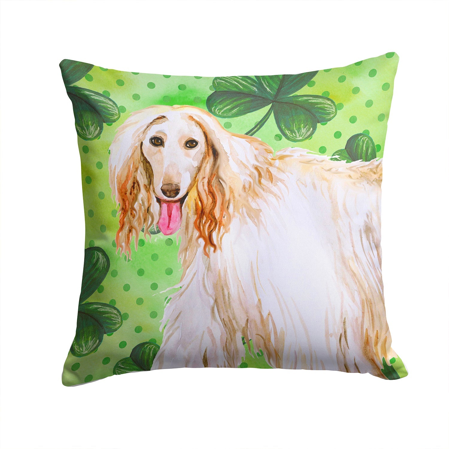 Afghan Hound St Patrick's Decorative Throw Pillow 14x14 Indoor Outdoor Accent Cushion, Fabric Cover with Insert for Sofa, Bed, Porch & Living Room