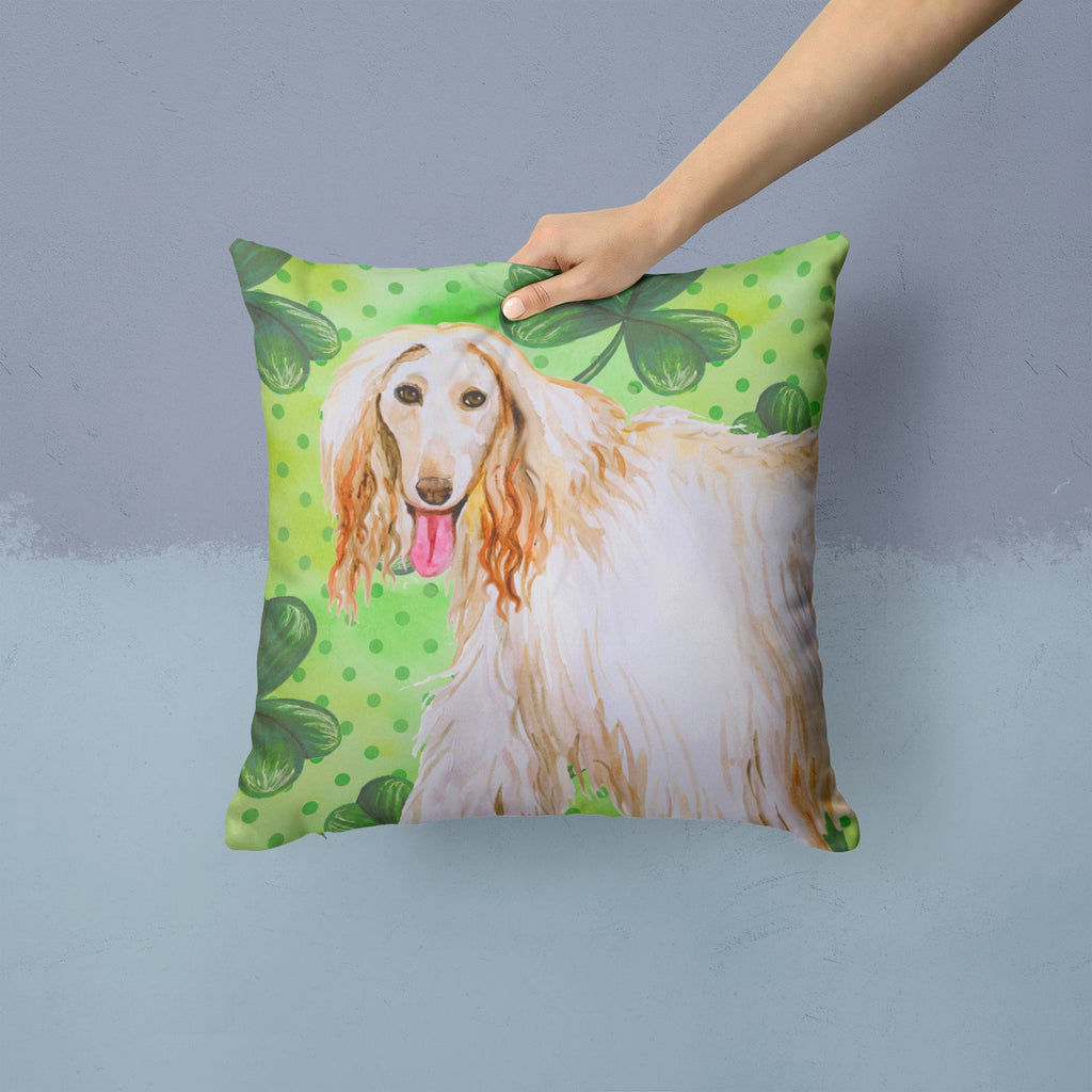 Afghan Hound St Patrick's Decorative Throw Pillow 14x14 Indoor Outdoor Accent Cushion, Fabric Cover with Insert for Sofa, Bed, Porch & Living Room