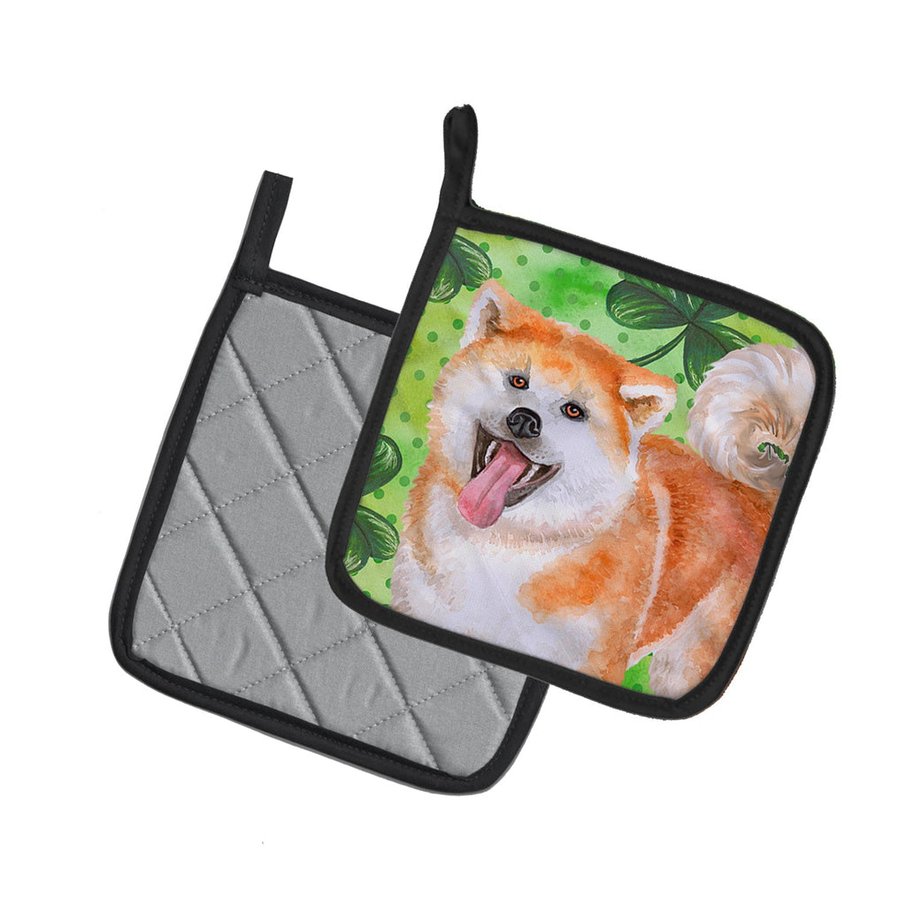 Akita St Patrick's Pot Holder Set of 2 Heat Resistant Quilted Hot Pads 7.5 x 7.5 Inch, Insulated Kitchen Trivets for Cooking & Baking