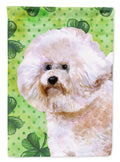 Bichon Frise #2 St Patrick's House Flag 28x40 Porch Sleeve Pole Decorative Outside Yard Banner Artwork Wall Hanging, Polyester