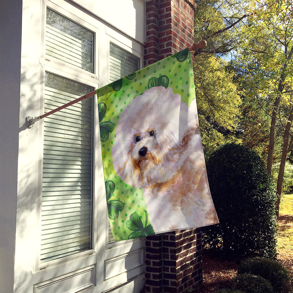 Bichon Frise #2 St Patrick's House Flag 28x40 Porch Sleeve Pole Decorative Outside Yard Banner Artwork Wall Hanging, Polyester