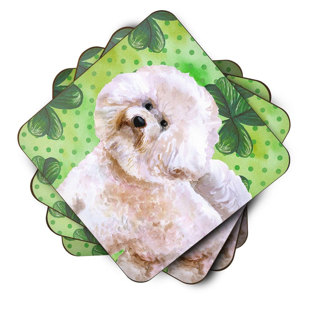 Bichon Frise #2 St Patrick's Foam Coasters Set of 4 Cup Coasters for Indoor Outdoor, Tabletop Protection, Anti Slip, Mouse pad Material