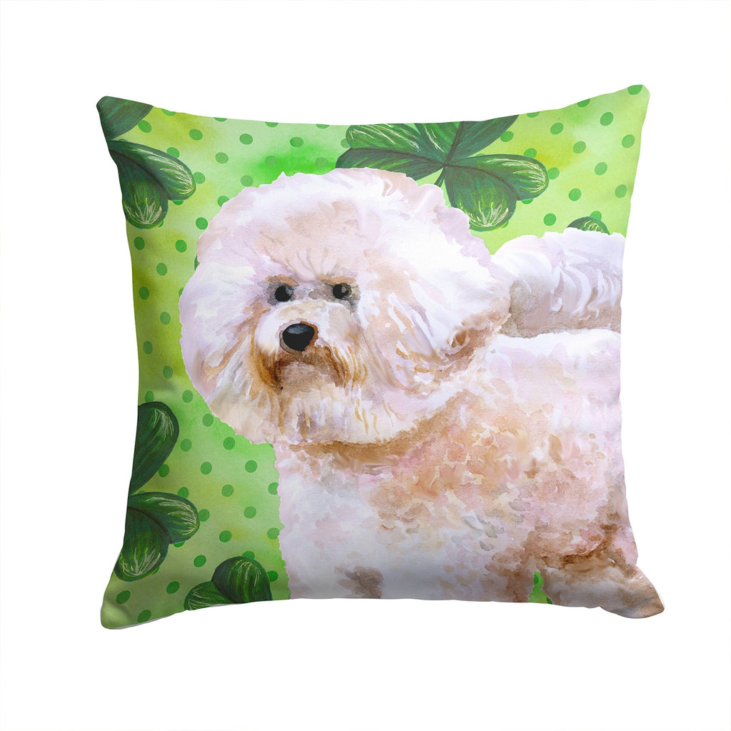 Bichon Frise #2 St Patrick's Decorative Throw Pillow 14x14 Indoor Outdoor Accent Cushion, Fabric Cover with Insert for Sofa, Bed, Porch & Living Room